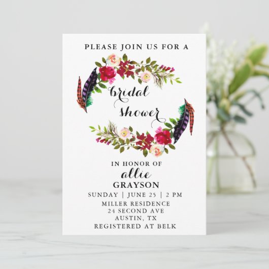 Floral Waterverf Bridal Shower Kaart (Staand voorkant)