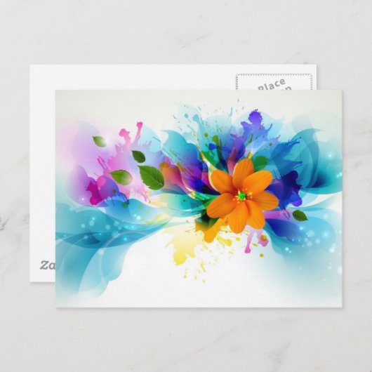 Floral-Waterverf Briefkaart (Voorkant / Achterkant)