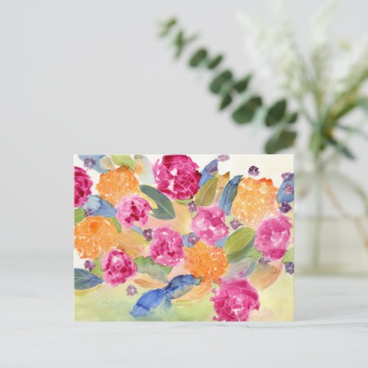 Floral waterverf briefkaart (Staand voorkant)