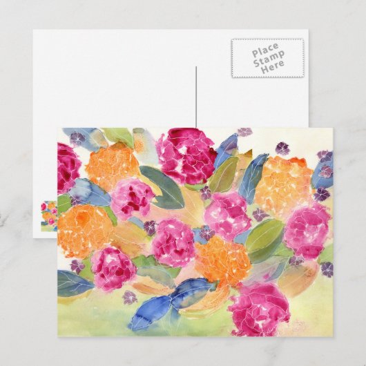 Floral waterverf briefkaart (Voorkant / Achterkant)