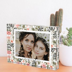 Floral Waterverf Bronze Coral Boho Fotoblok