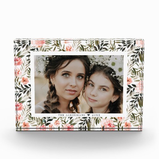 Floral Waterverf Bronze Coral Boho | Fotoblok (Voorkant)