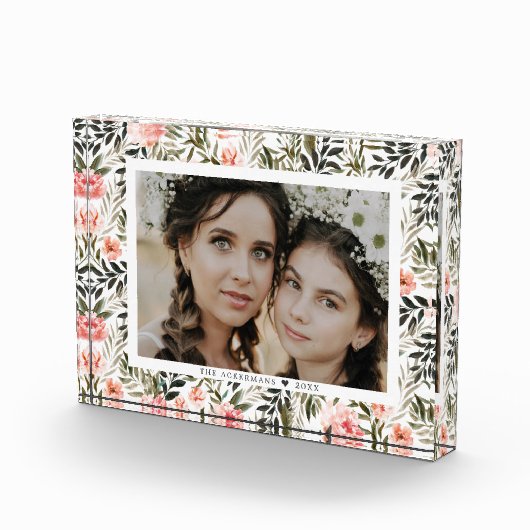 Floral Waterverf Bronze Coral Boho | Fotoblok (Rechts)