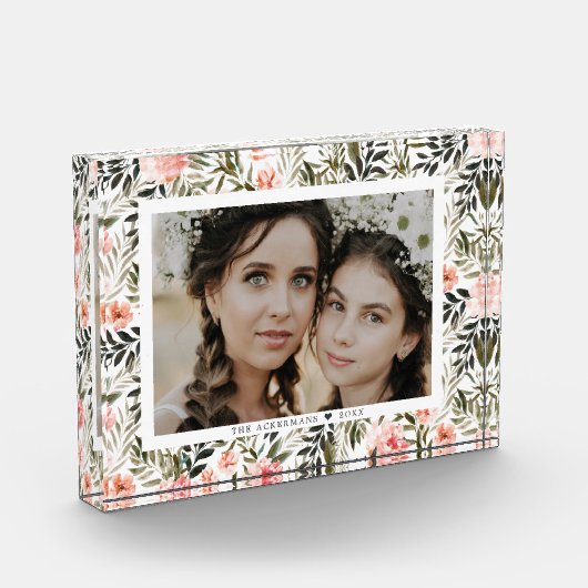 Floral Waterverf Bronze Coral Boho | Fotoblok (Links)