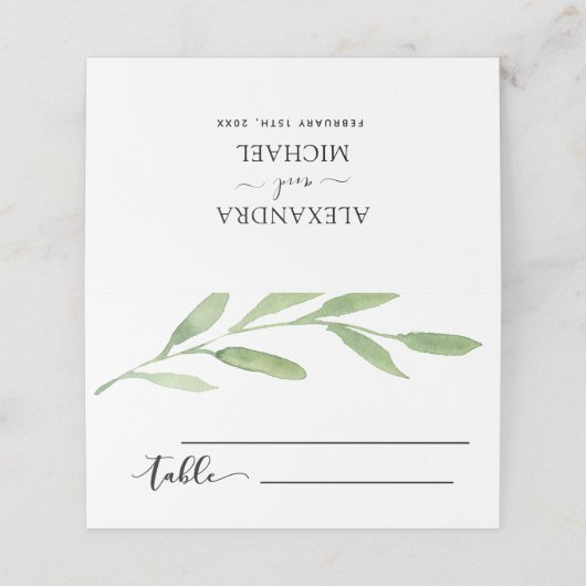 Floral Waterverf Bruiloft Receptie Plaats Kaart Plaatskaartje (Buitenkant ongevouwen)