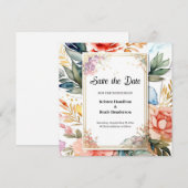 Floral Waterverf Bruiloft Save The Date Kaart (Voorkant / Achterkant)