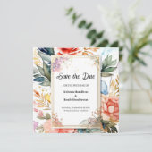Floral Waterverf Bruiloft Save The Date Kaart (Staand voorkant)