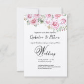 Floral waterverf bruiloft uitnodiging (Voorkant)