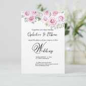 Floral waterverf bruiloft uitnodiging (Staand voorkant)