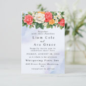 Floral Waterverf bruiloft uitnodiging Elegant Roos (Staand voorkant)