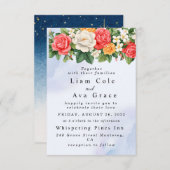 Floral Waterverf bruiloft uitnodiging Elegant Roos (Voorkant / Achterkant)