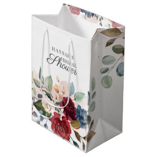 Floral Waterverf Burgundy Blush Vrijgezellenfeest Medium Cadeauzakje
