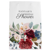 Floral Waterverf Burgundy Blush Vrijgezellenfeest Medium Cadeauzakje (Voorkant)