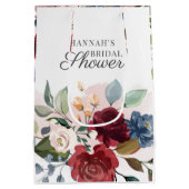 Floral Waterverf Burgundy Blush Vrijgezellenfeest Medium Cadeauzakje (Achterkant)