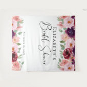 Floral Waterverf Burgundy Blush Vrijgezellenfeest Wandkleed (Voorkant (horizontaal))