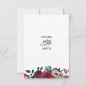 Floral Waterverf Burgundy Paars Vrijgezellenfeest Kaart (Achterkant)