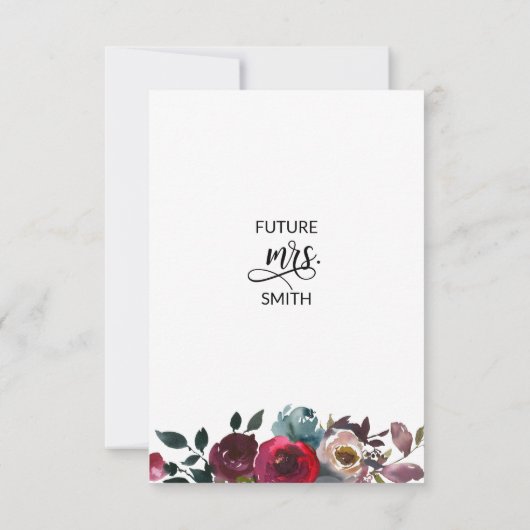 Floral Waterverf Burgundy Paars Vrijgezellenfeest Kaart (Achterkant)