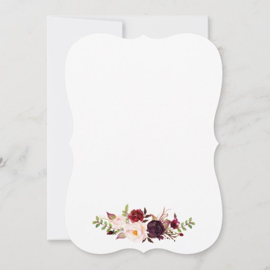 Floral Waterverf Burgundy Wedding Invitation GB Kaart (Achterkant)