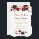 Floral Waterverf Burgundy Wedding Invitation GB Kaart<br><div class="desc">Elegant Burgundy Marsala Waterverf Floral and Gold Wedding Invitation - Bourgundy and Gold Script - Bracket Style</div>