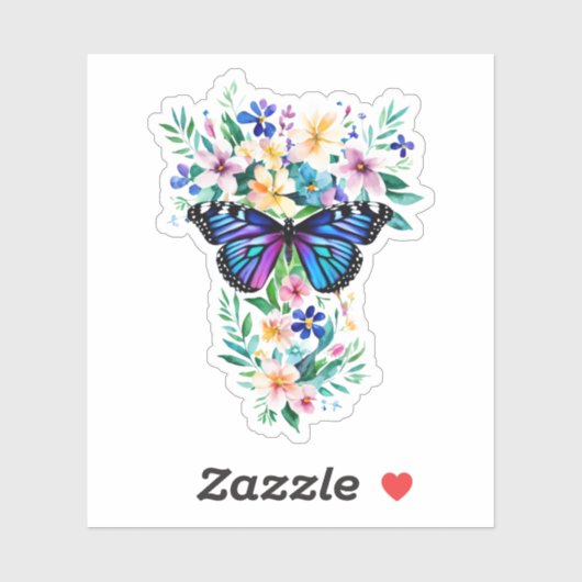 Floral Waterverf Butterfly Sticker (Vel)