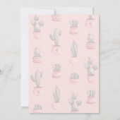 Floral Waterverf Cactus Pink Girl Baby shower Kaart (Achterkant)