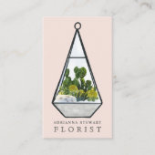 Floral waterverf cactus terrarium florist roze visitekaartje (Voorkant)