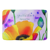 Floral Waterverf California Poppies gepersonalisee Badmat (Voorkant)