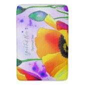 Floral Waterverf California Poppies gepersonalisee Badmat (Voorkant Verticaal)