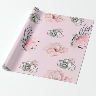 Floral waterverf Camera Chic Cadeaupapier