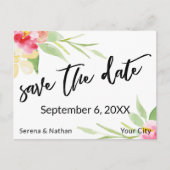 Floral Waterverf Casual Handschrift Save the Date Aankondigingskaart (Voorkant)