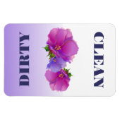 Floral Waterverf Clean of Dirty Dishwasmachine Magneet (Horizontaal)