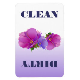 Floral Waterverf Clean of Dirty Dishwasmachine Magneet