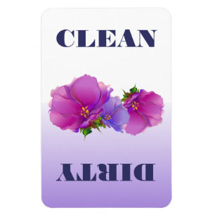 Floral Waterverf Clean of Dirty Dishwasmachine Magneet