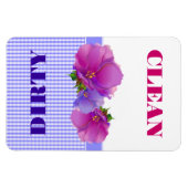 Floral Waterverf Clean of Dirty Dishwasmachine Magneet (Horizontaal)