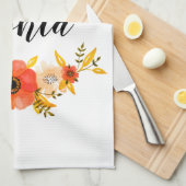 Floral Waterverf Coral WreatCustom Text Theedoek (Quarter Fold)