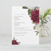 Floral Waterverf Dahlia Hydrangea Wedding Kaart (Staand voorkant)