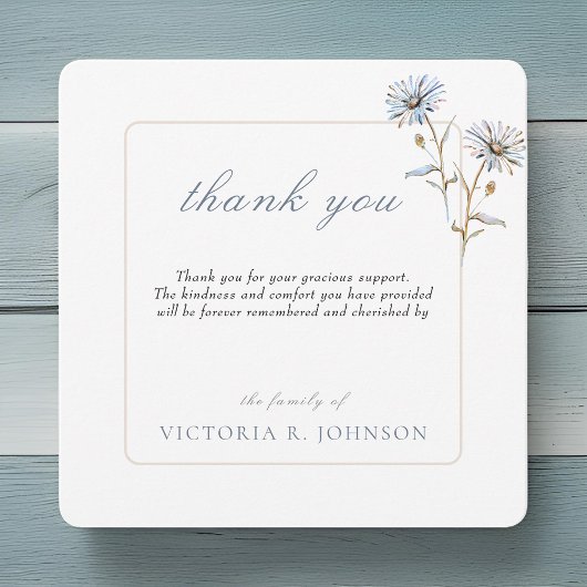 Floral Waterverf Daisy Uitvaartmonument Dank u Bedankkaart