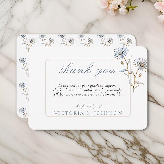 Floral Waterverf Daisy Uitvaartmonument Dank u Bedankkaart