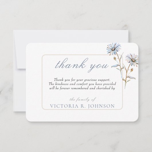 Floral Waterverf Daisy Uitvaartmonument Dank u Bedankkaart (Voorkant)