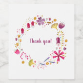 Floral Waterverf Dank u Wijn Etiket (Enkel label)