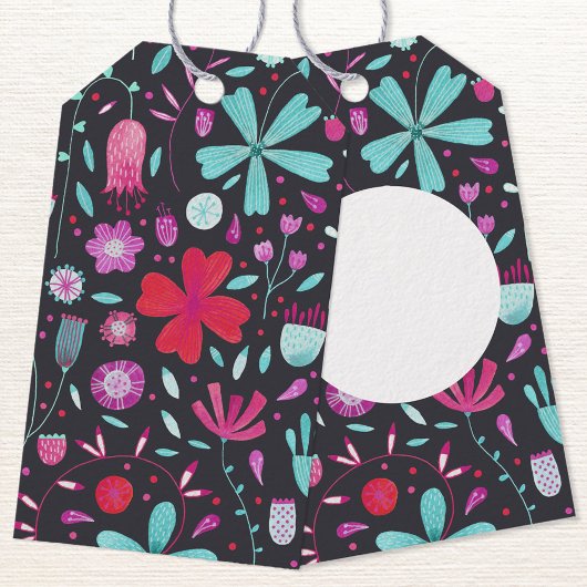 Floral Waterverf Dark Cadeaulabel