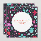 Floral Waterverf Dark Engagement Party Kaart (Voorkant / Achterkant)