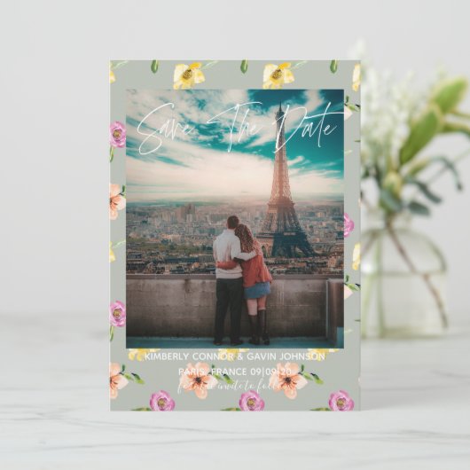 Floral-Waterverf | Datum opslaan Save The Date (Staand voorkant)