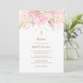 Floral Waterverf Delicate Blush Pink Girl Baptisme Kaart (Staand voorkant)