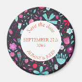 Floral Waterverf Donker sparen de Datum Magneet (Voorkant)
