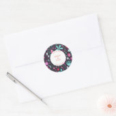Floral Waterverf Donker sparen de Datum Ronde Sticker (Envelop)