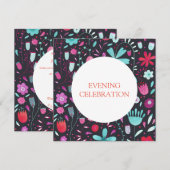 Floral Waterverf Donkere avondbruiloft Kaart (Voorkant / Achterkant)