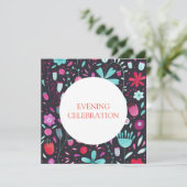 Floral Waterverf Donkere avondbruiloft Kaart (Staand voorkant)