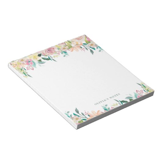 Floral Waterverf Drop Notitieblok (Schuin)