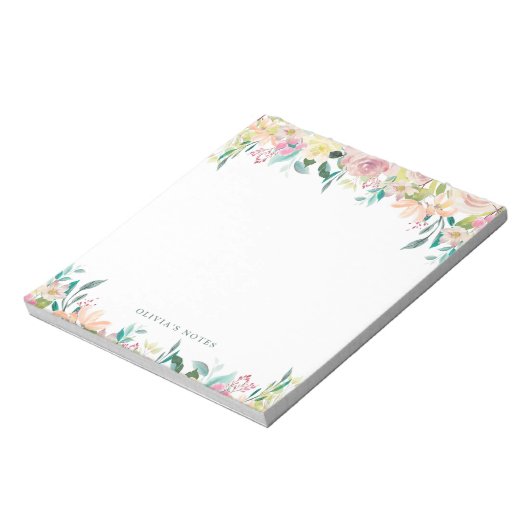 Floral Waterverf Drop Notitieblok (Linkerzijde)